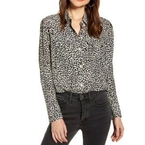 Something Navy Leopard Button Up Shirt